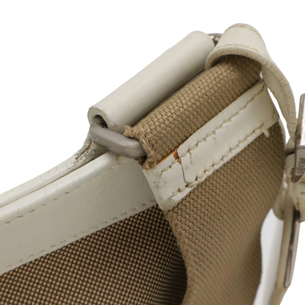 Prada Shoulder Bag Pochette Canvas Leather Beige Brown Cream Ivory White - Picture 7 of 9
